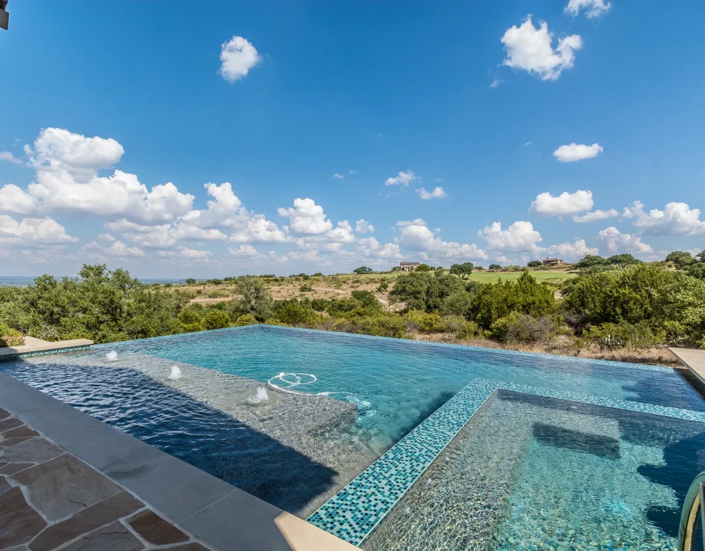 Maintenance log being completed by pool technician in Denton, TX backyard pool area